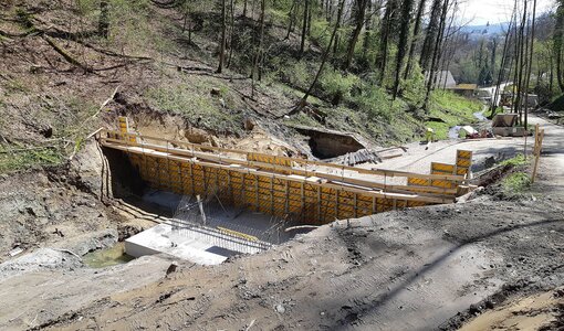Bauphase Wildbach Filtersperre Brunngraben