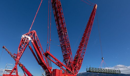 Anhebung Brückenteil, Rhein, Kran, Statik amiko bau consult