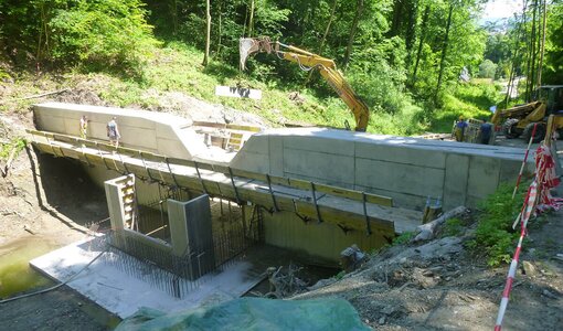 Oberseite Bauphase Wildbach Filtersperre Brunngraben